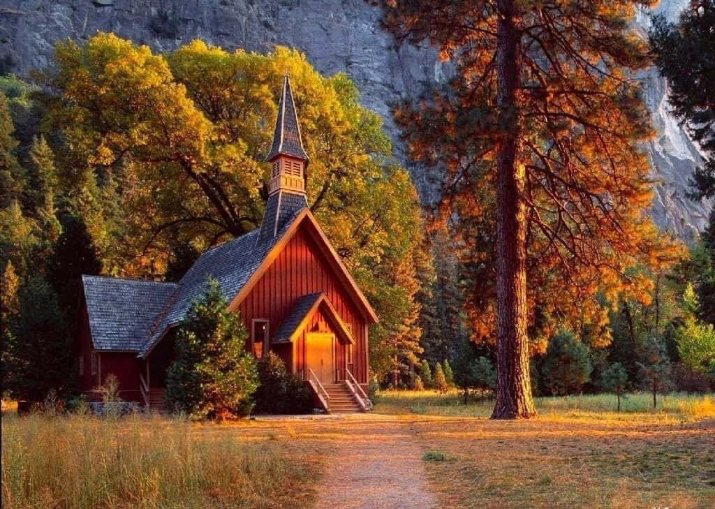 Yosemite Valley Chapel Fall Autumn Desktop Wallpaper