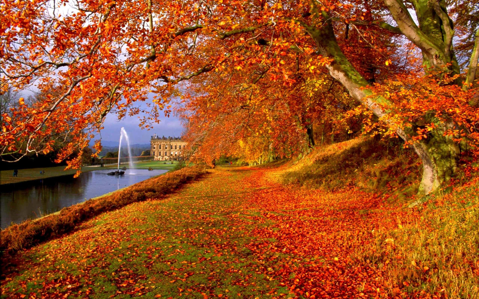 Chatsworthfluss Herbst Desktop Hintergrund Wallpaper