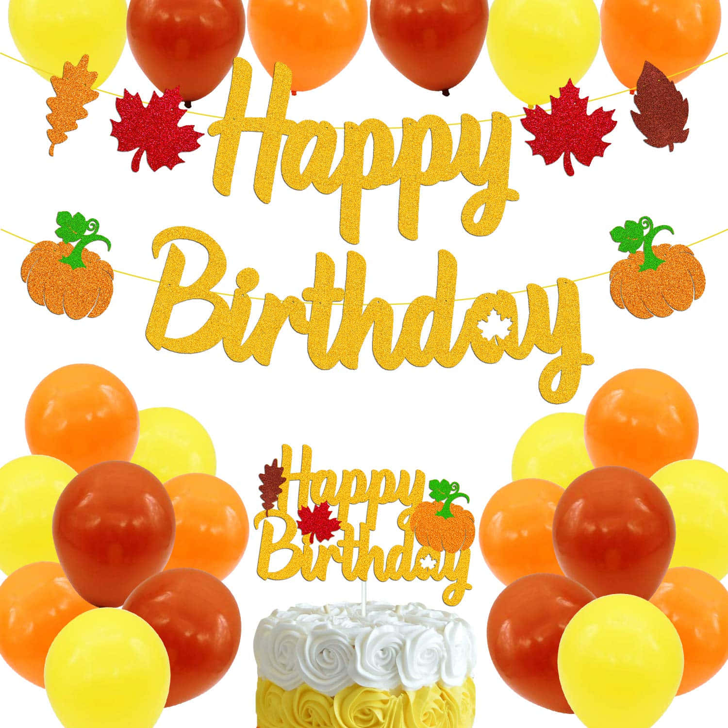 Fall Birthday Banner With Balloons Wallpaper