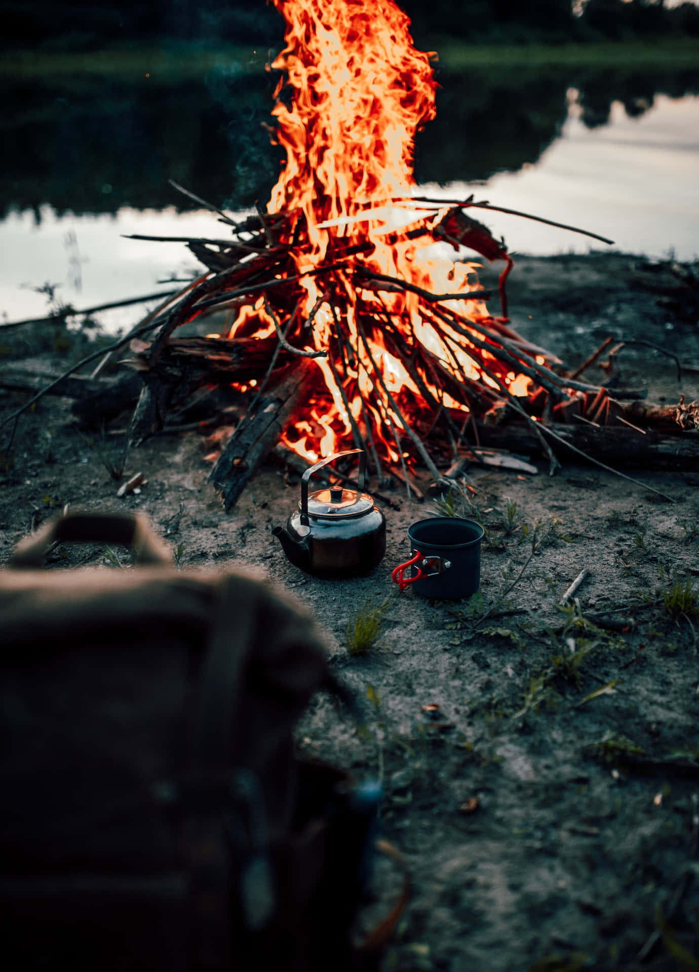 Warm Fall Bonfire on a Cozy Evening Wallpaper