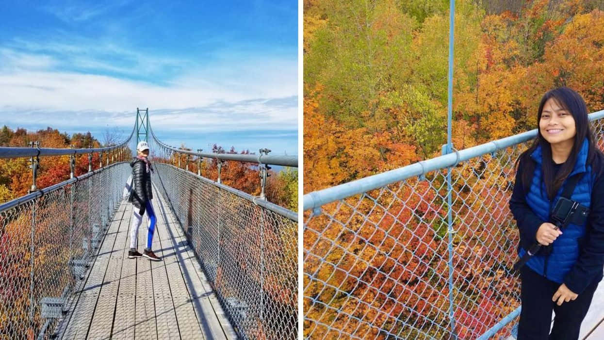 Beautiful Fall Bridge Scenery Wallpaper