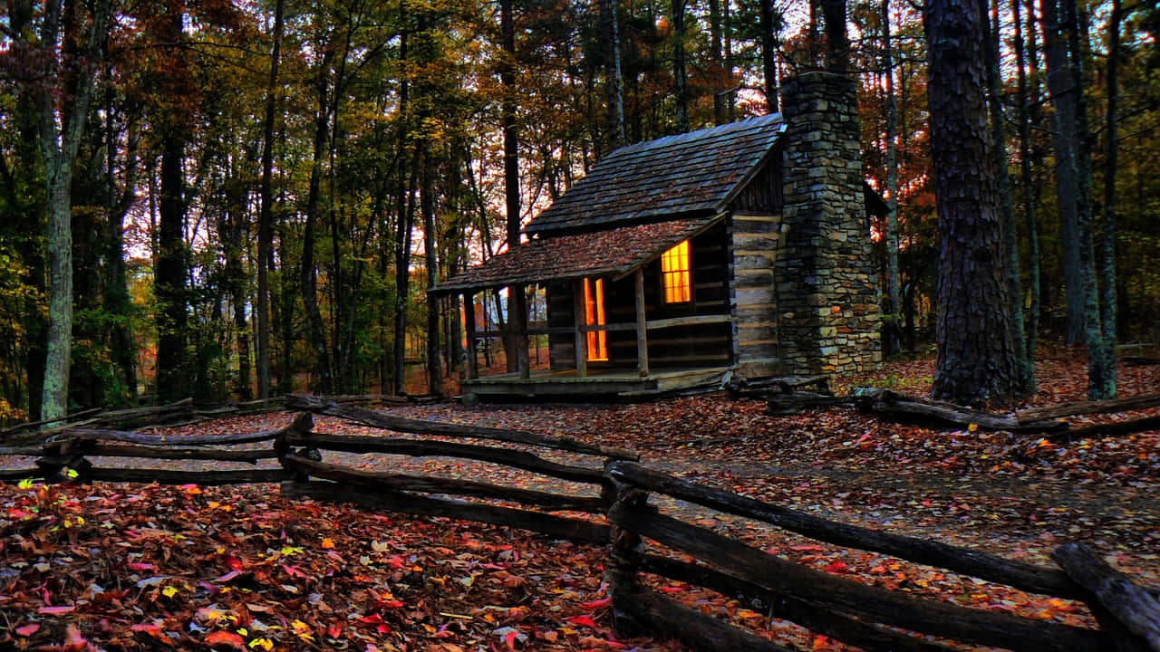 - Fall Cabin: A Cozy Retreat Amidst Autumn Colors Wallpaper