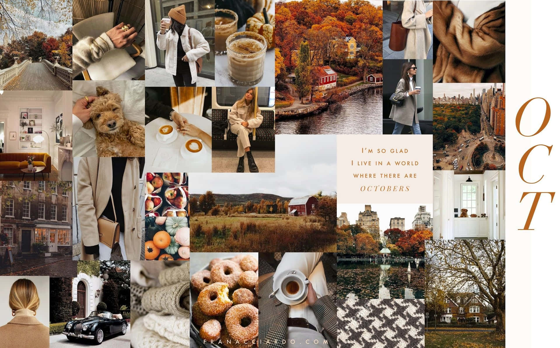 Celebrate the Fall season with this eye-catching autumn-themed collage wallpaper Wallpaper