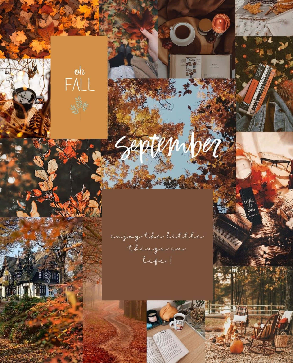 Enjoy the picturesque beauty of Fall with this scenic Fall collage desktop wallpaper. Wallpaper