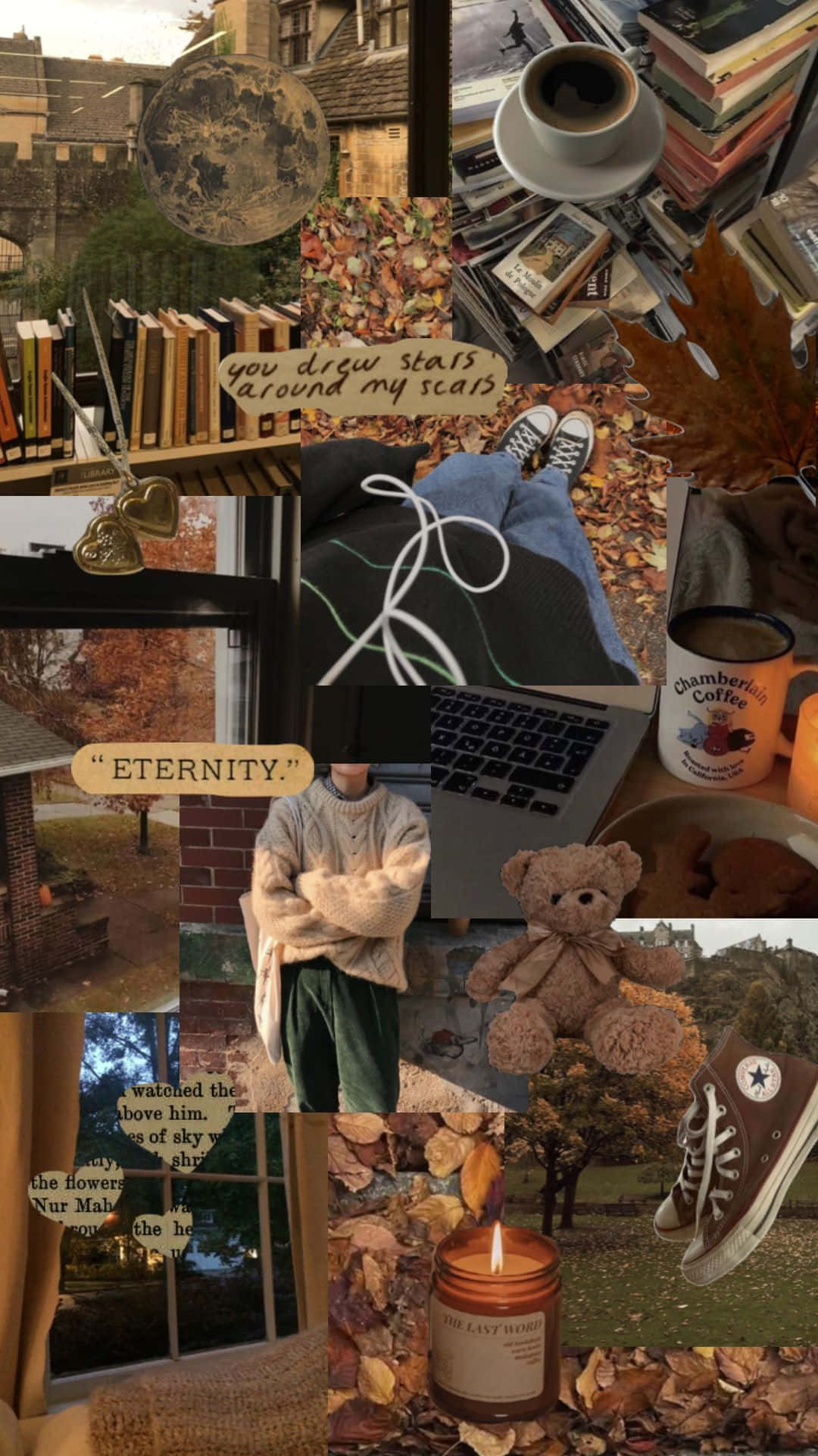 Sentiil Calore Dell'autunno Con Questa Immagine Di Sfondo Per Il Tuo Desktop Con Un Collage Autunnale. Sfondo