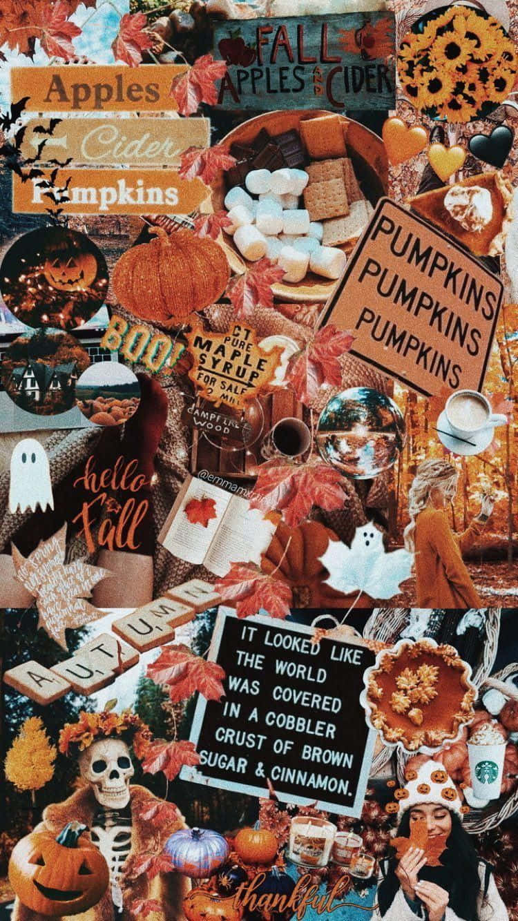 Benvenutiall'autunno Caldo E Colorato Con Queste Incredibili Immagini Di Sfondo A Collage Autunnali Per Il Desktop. Sfondo