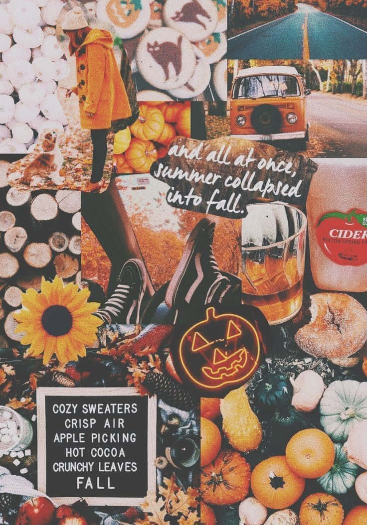 Cool Fall Collage Desktop Theme Display Wallpaper