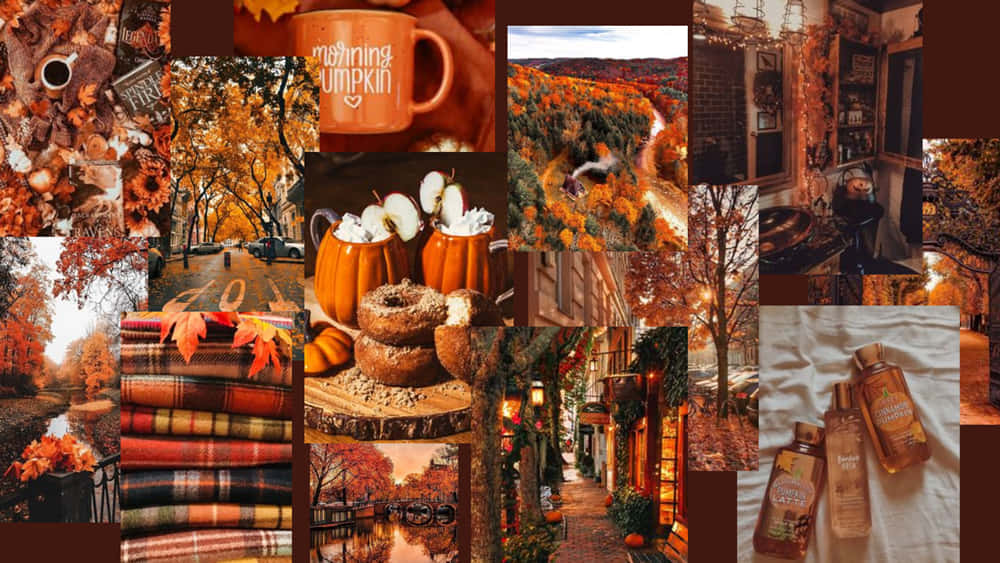 Scoprila Bellezza Dell'autunno Con Questo Collage Autunnale Sfondo