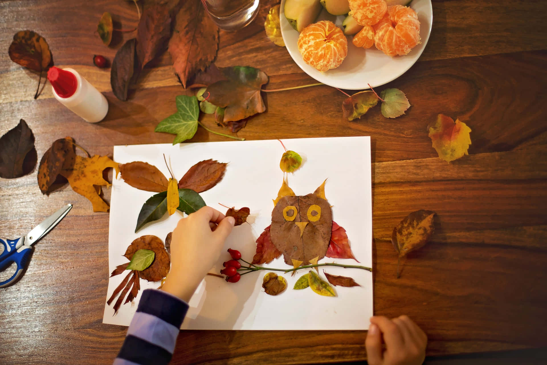 Beautiful Fall Craft Project Displayed Outdoors Wallpaper