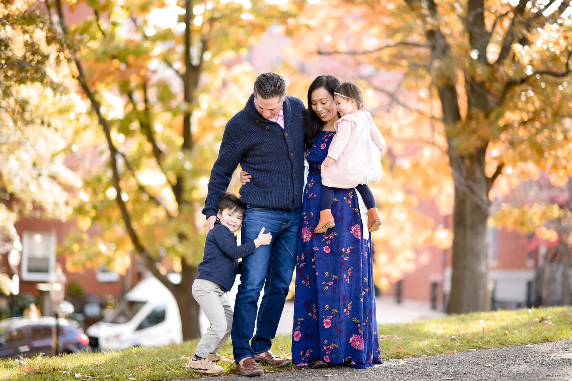 "A happy Fall family capturing the moment"