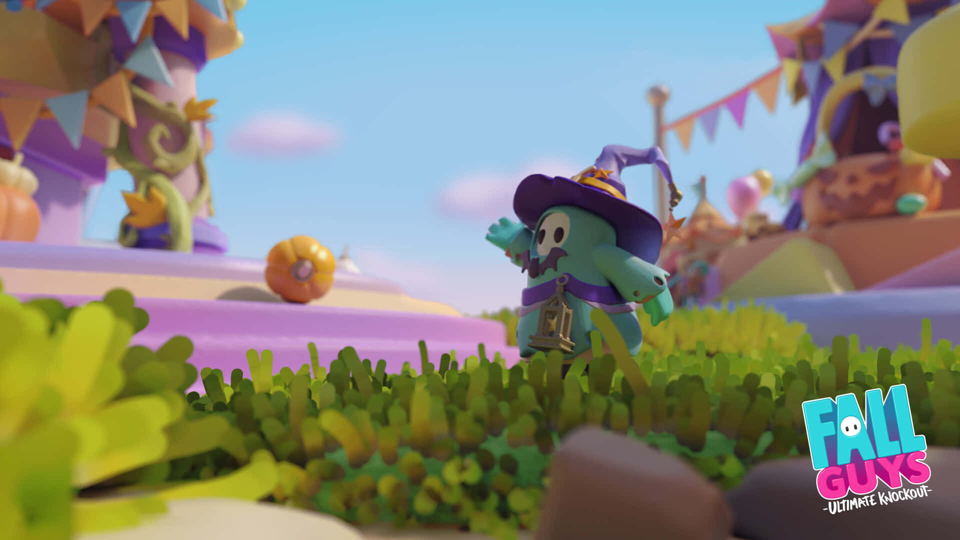 A Cartoon Character Is Standing In A Field With A Witch
