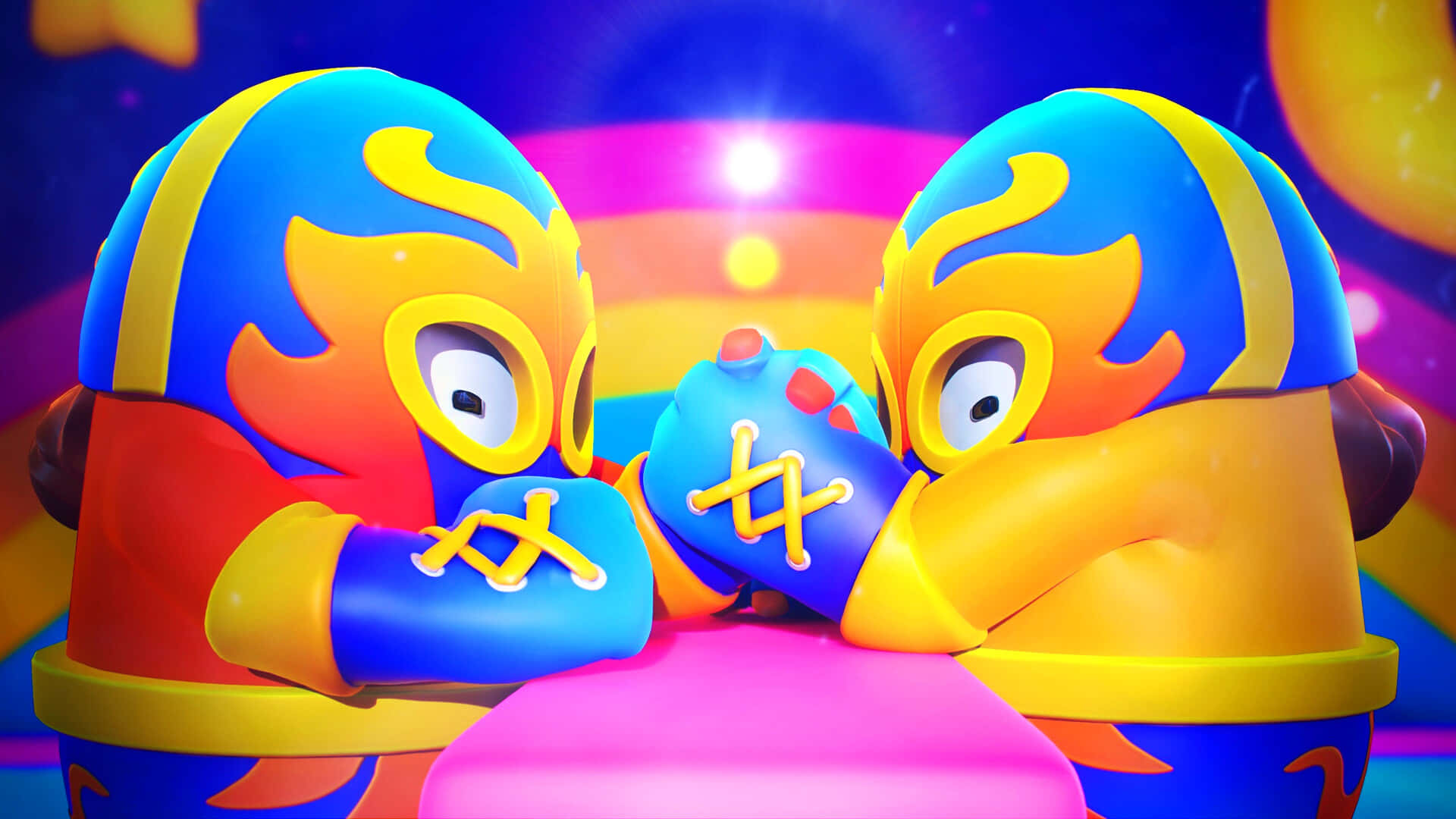 Duepersonaggi Dei Cartoni Animati Stanno Combattendo In Un Gioco.