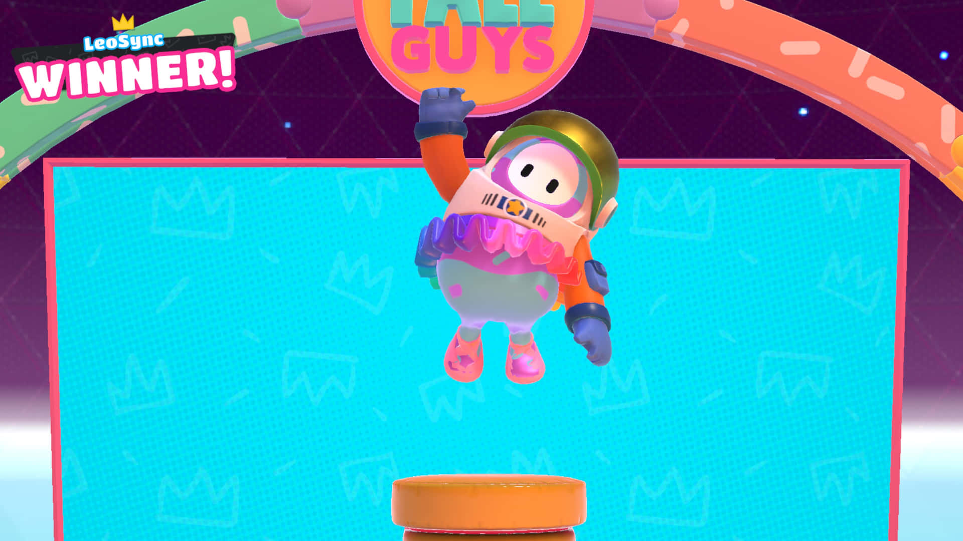 A Character Is Jumping Over A Box With A Trophy