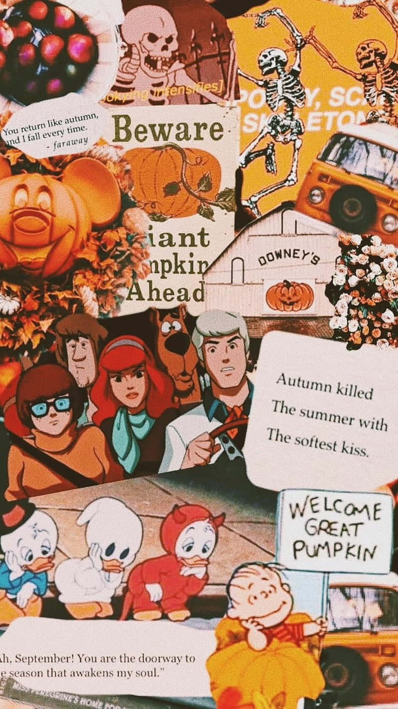 Fall Halloween Collage Aesthetic Wallpaper