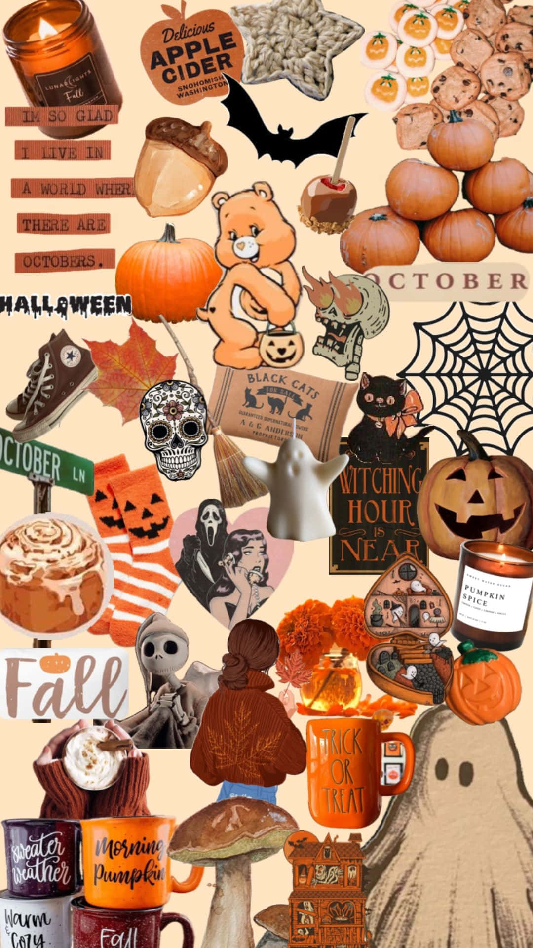 Herfst Halloween Collage Esthetiek Achtergrond