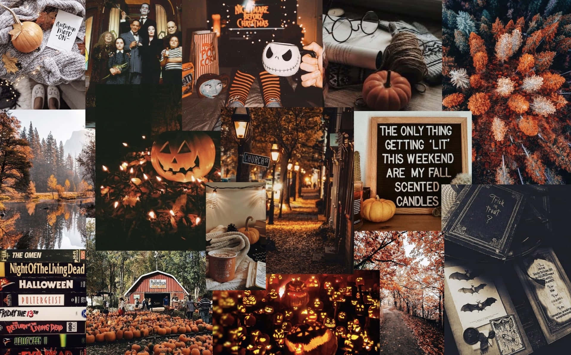 Fall Halloween Collage Aesthetic Wallpaper