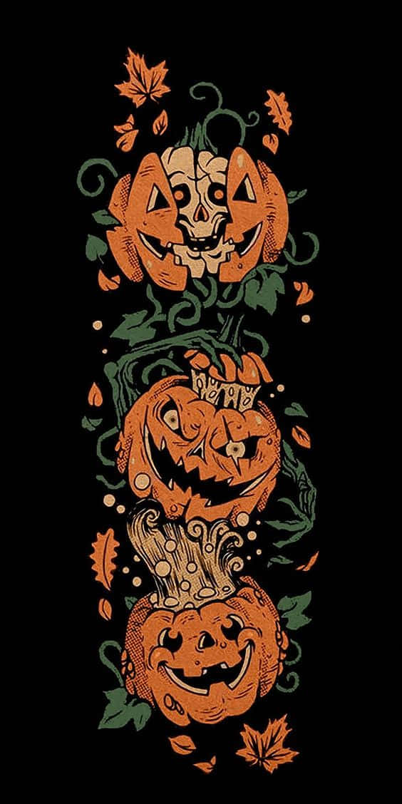 Fall Halloween Iphone Spooky Pumpkins Wallpaper