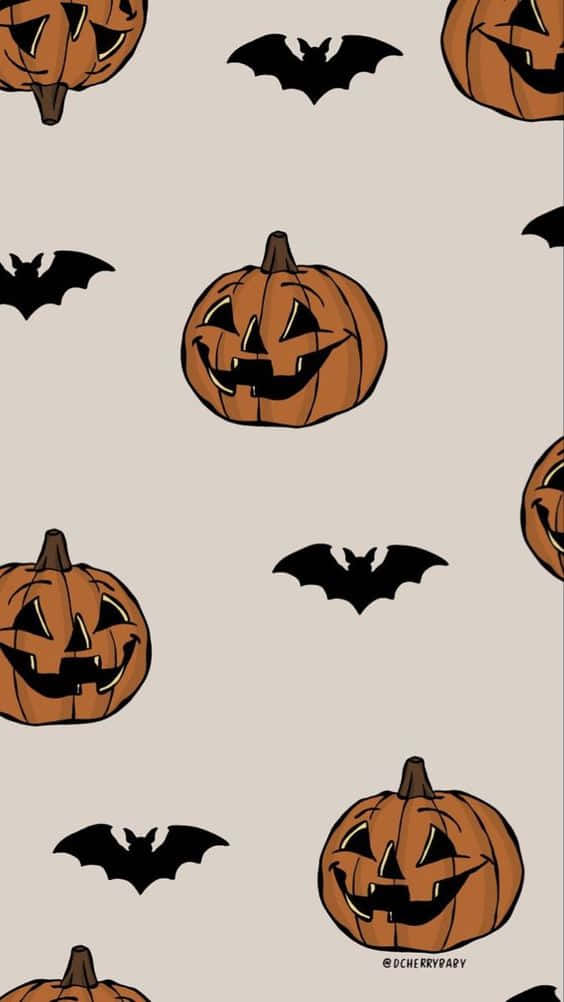 Pumpkins And Bats Fall Halloween Iphone Wallpaper