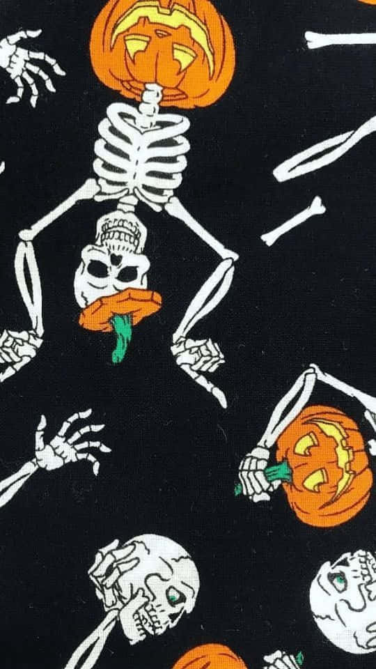 Skulls Fall Halloween Iphone Black Pattern Wallpaper