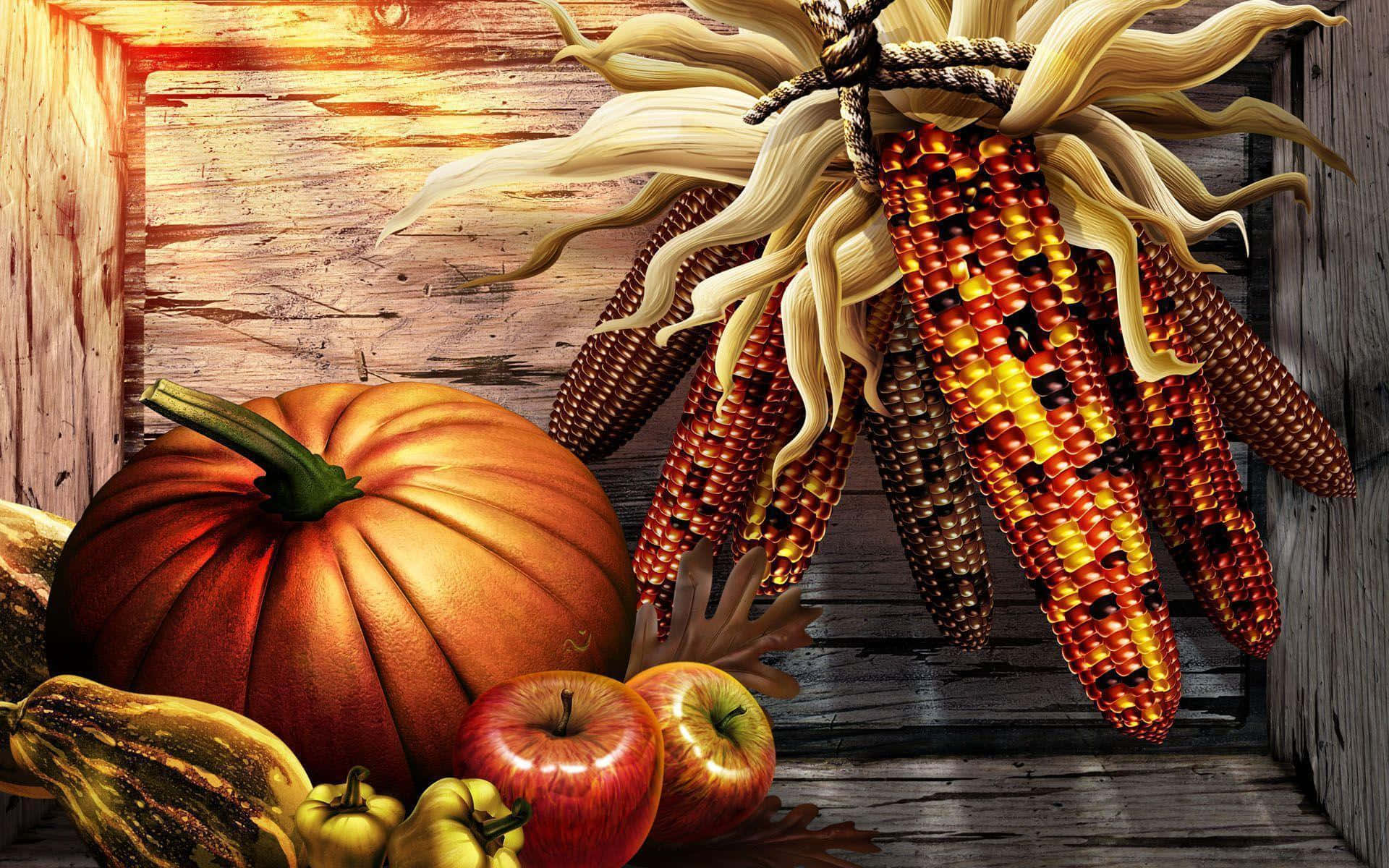 Colorful Fall Harvest Display Wallpaper