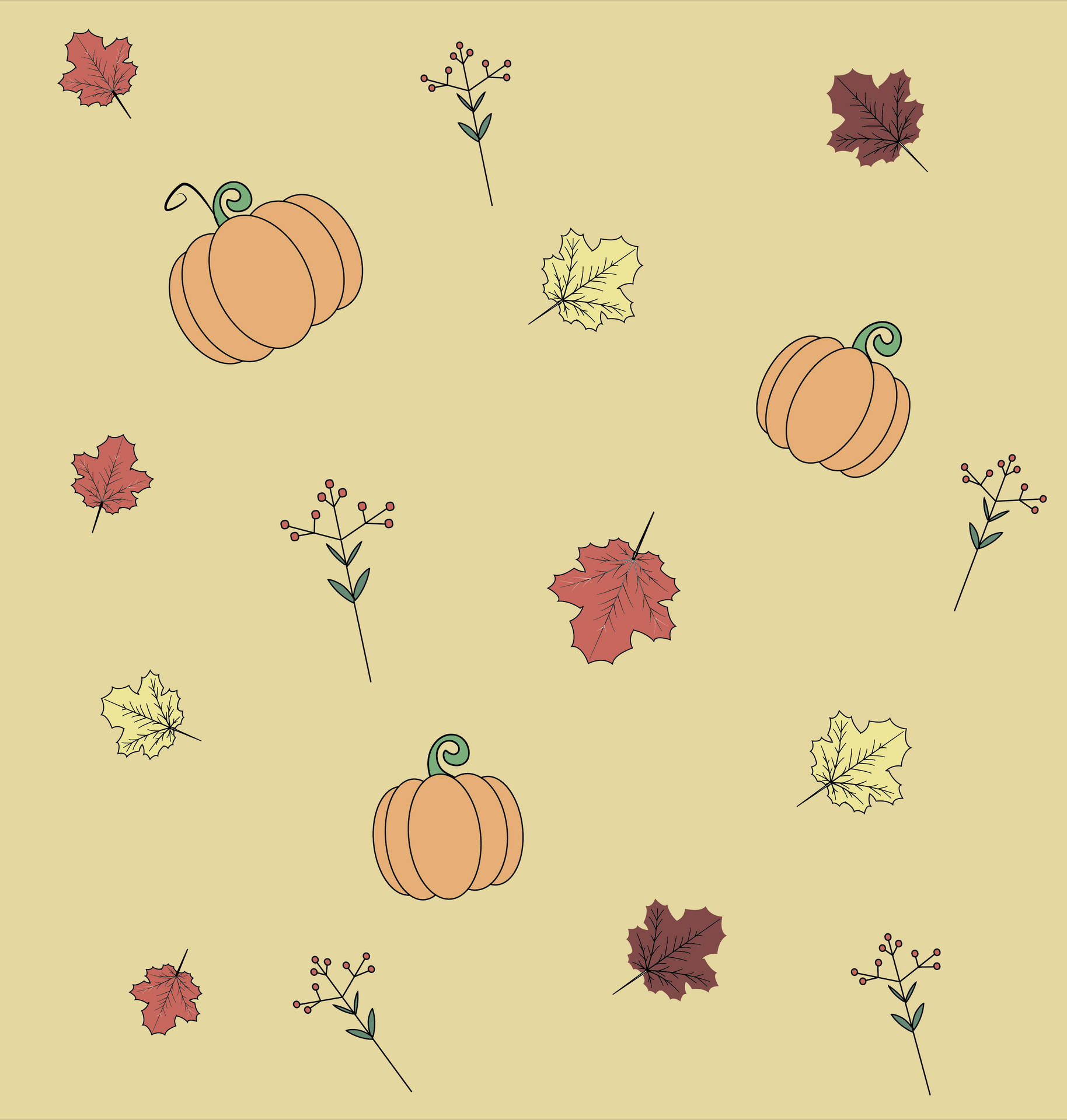 Fall Leaves And Pumpkins Wallpaper