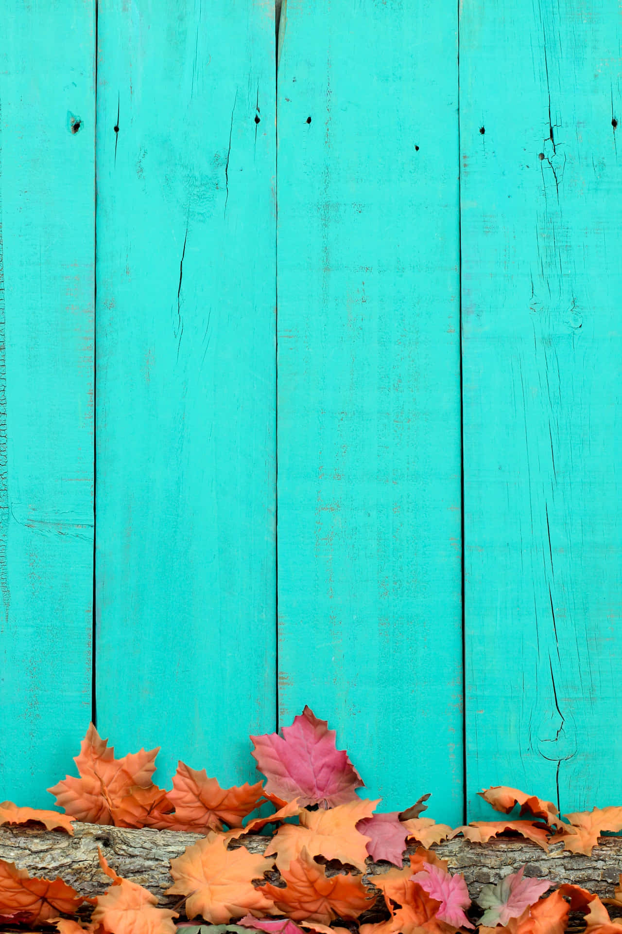 Fall Leaves Iphone With Wooden Fences Wallpaper
