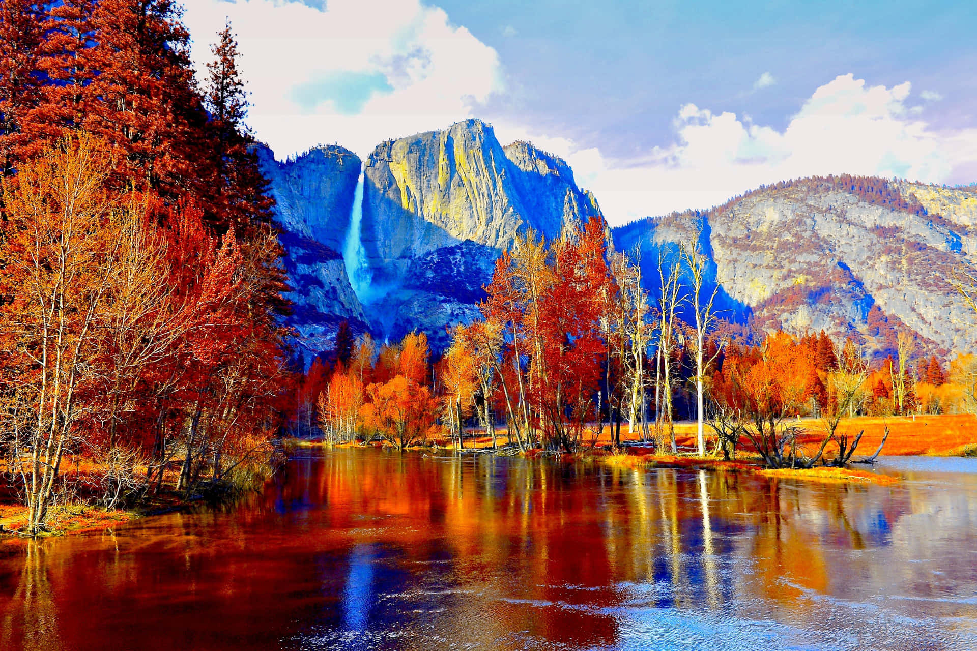 Fall Mountain Blue Sky Wallpaper