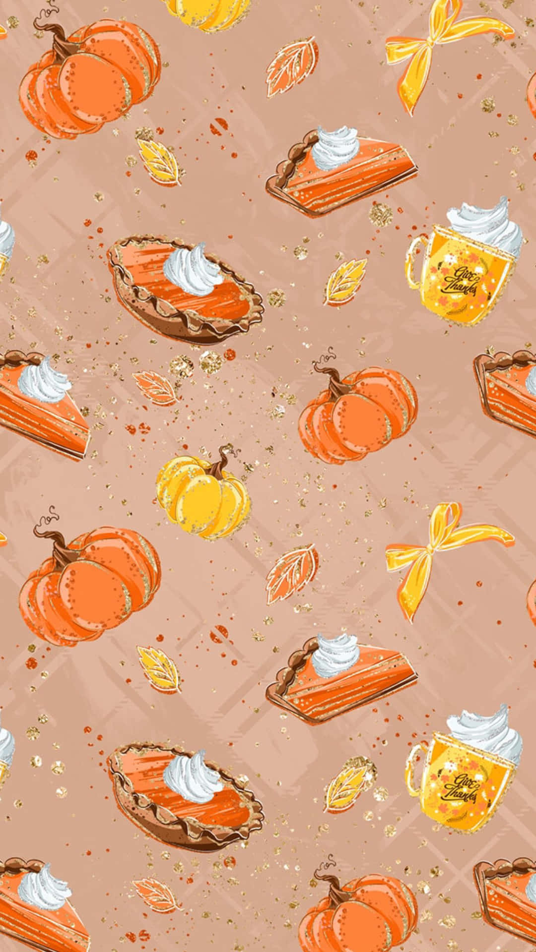 Pumpkins With Gold Glitter Fall Phone Background