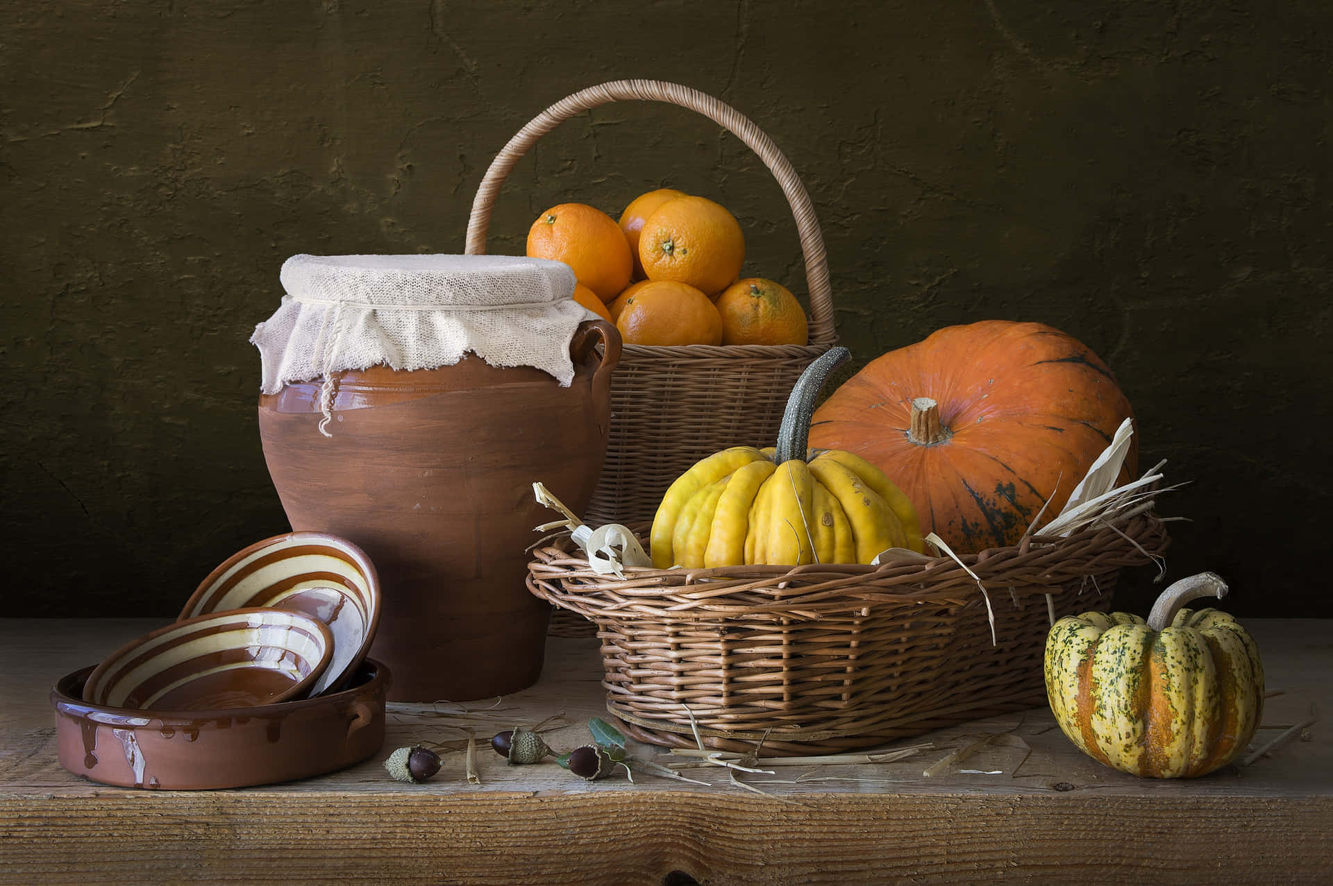 Autumn Harvest: Fall Pumpkins and Leaves