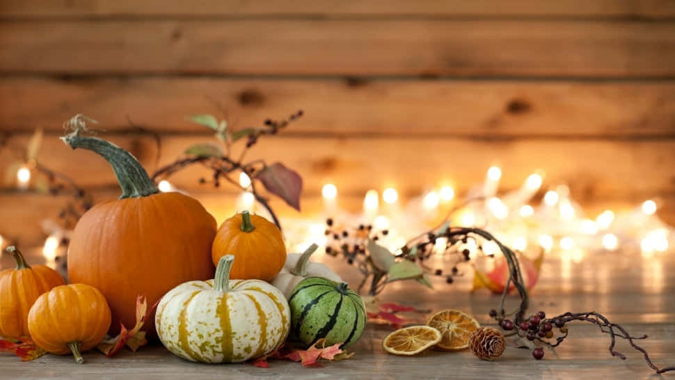 Beautiful Fall Pumpkins Display Wallpaper
