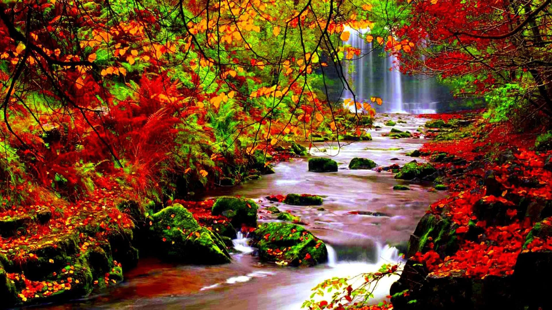 Scenic View of Fall River Wallpaper