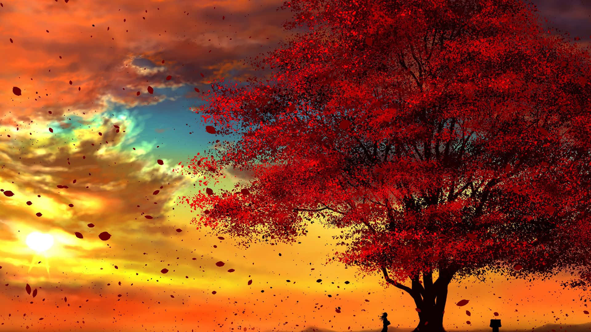 A Breathtaking Fall Sunset Wallpaper