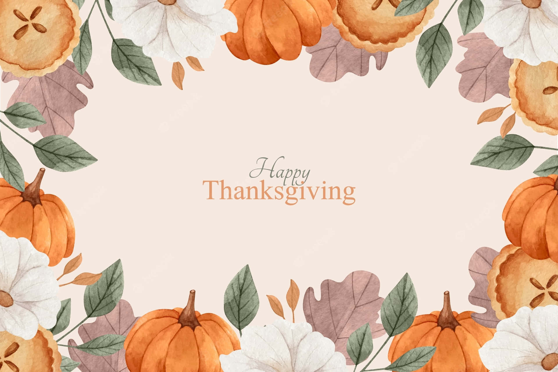 Pumpkin Encircling Fall Thanksgiving Wallpaper