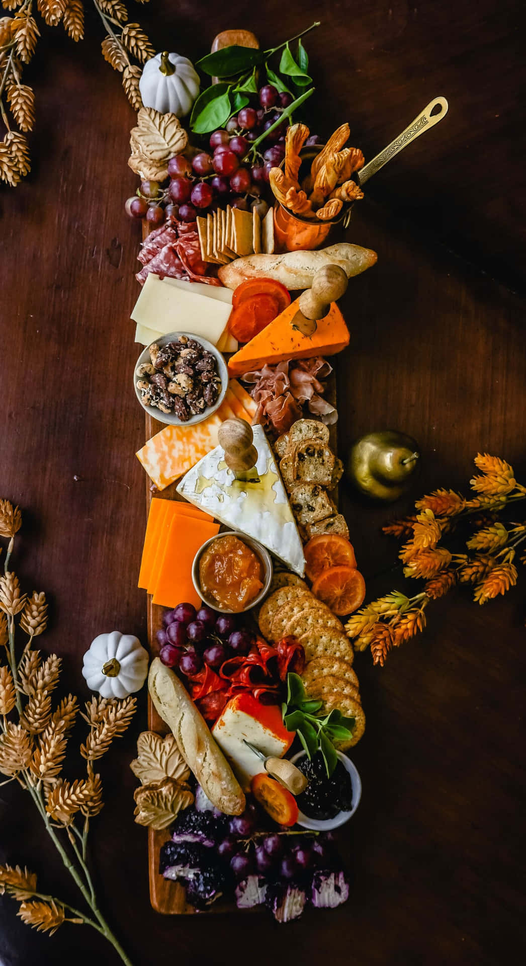 Charcuterie Of Cheese For Fall Thanksgiving Wallpaper