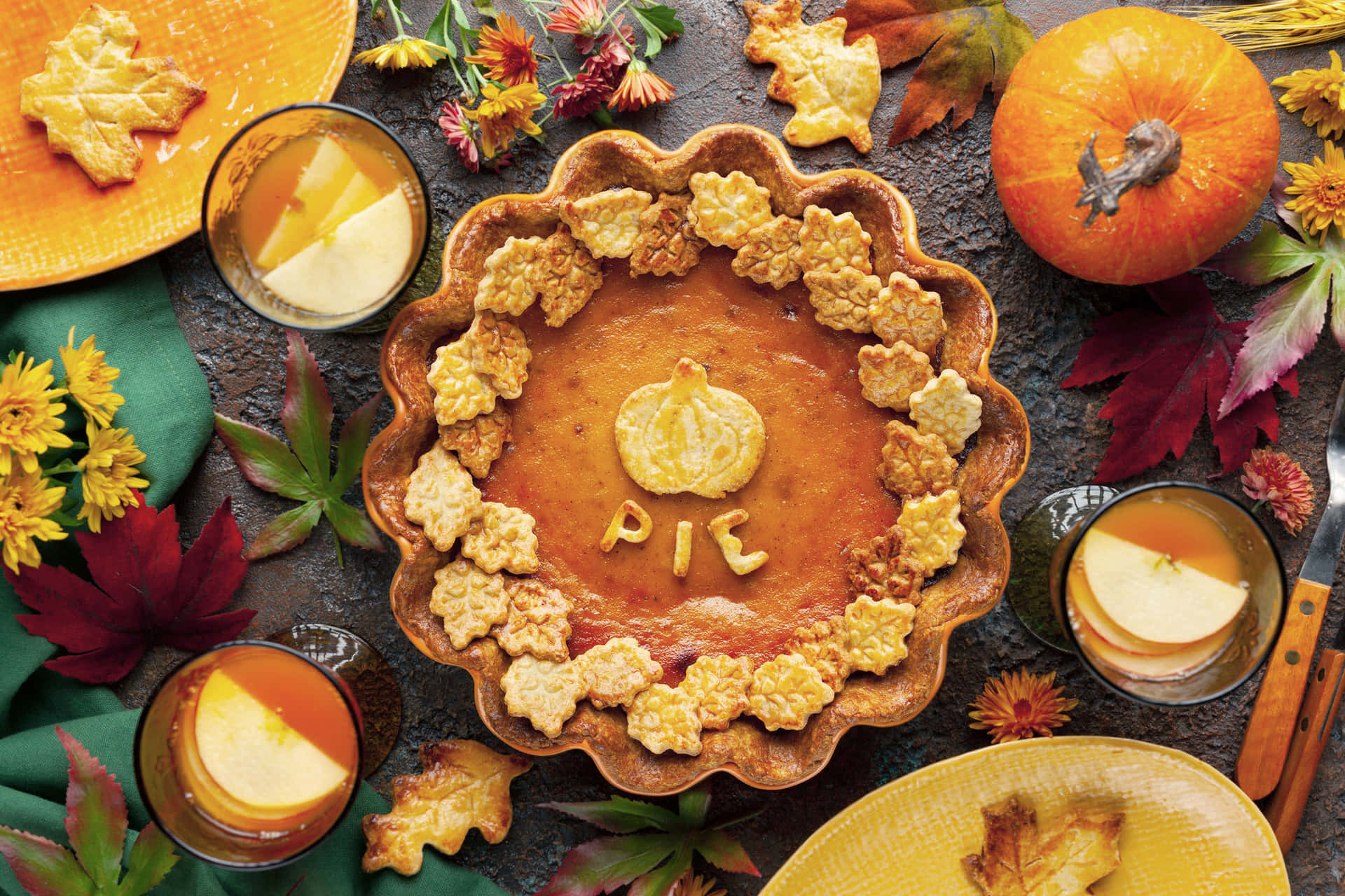 Fall Thanksgiving Flower Pie Wallpaper