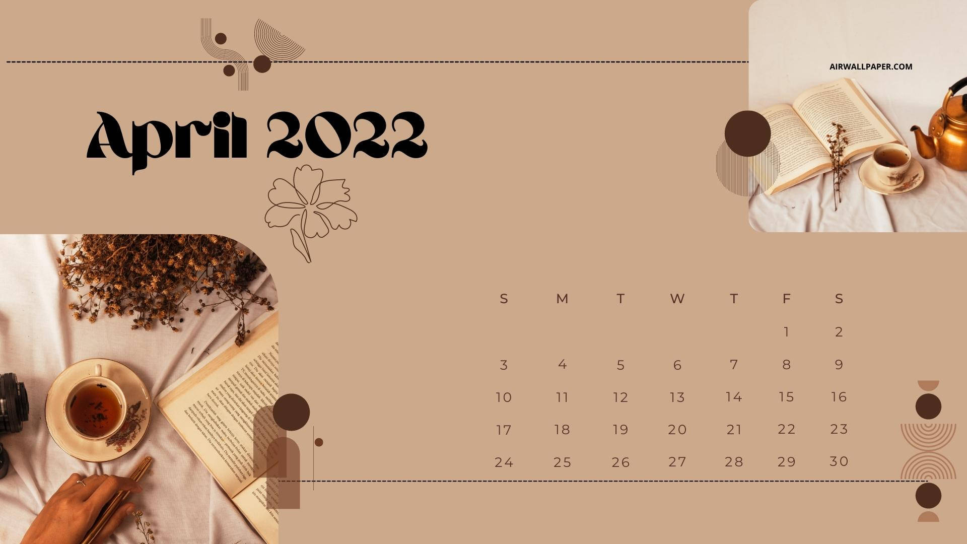 Fall Theme April 2022 Calendar Background