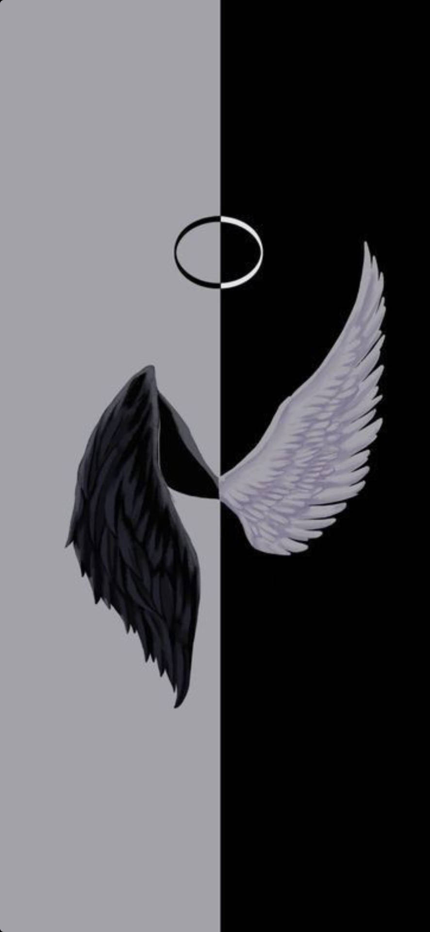 Fallen And Guardian Angel Black And White PFP Wallpaper