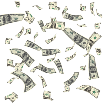 Falling Dollar Bills Black Background PNG