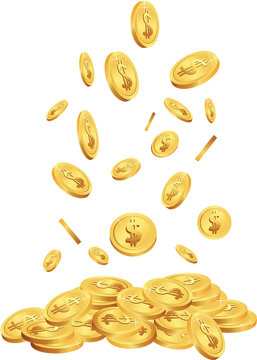 Falling Gold Coins Illustration PNG