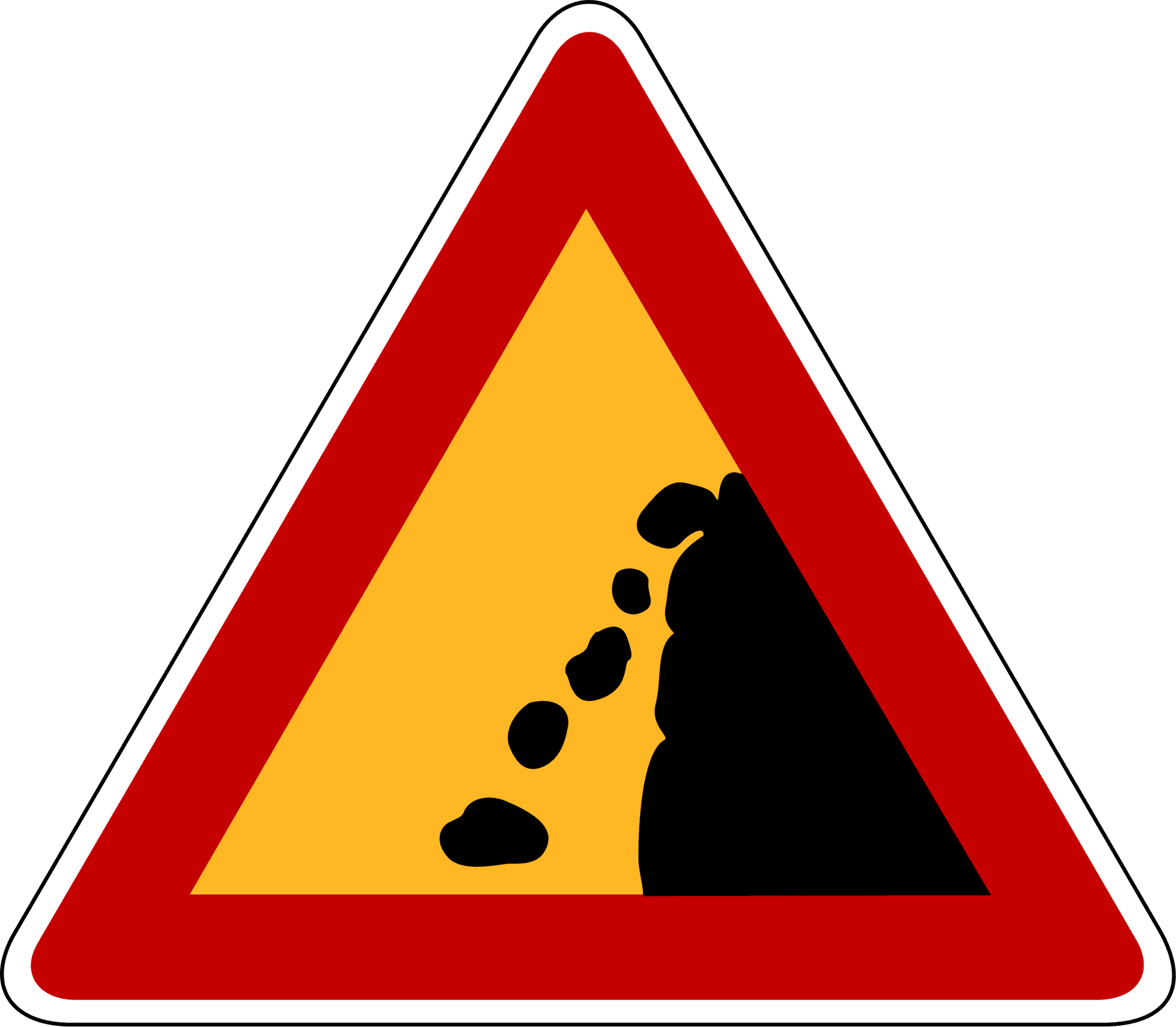 Falling Rocks Traffic Sign PNG