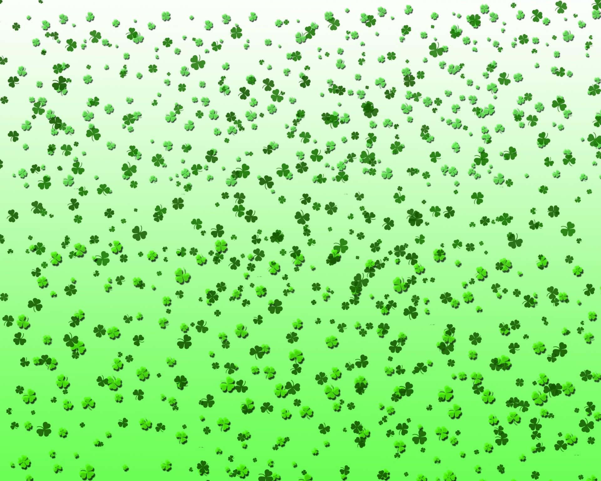 Falling Shamrocks Green Background Wallpaper