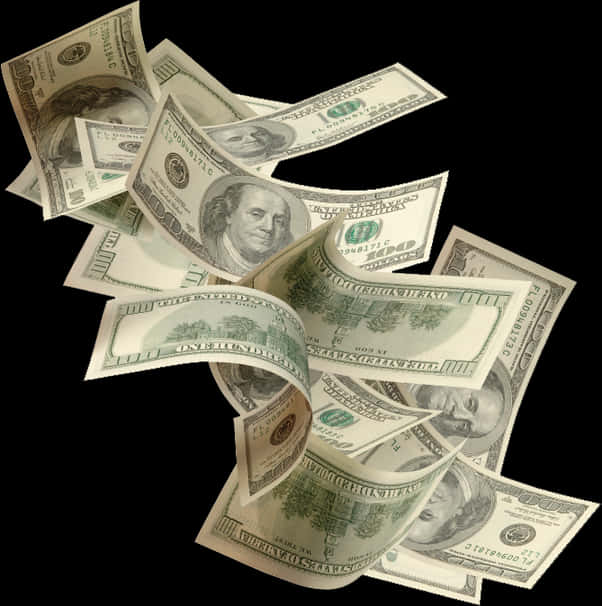 Falling U S Dollar Bills PNG