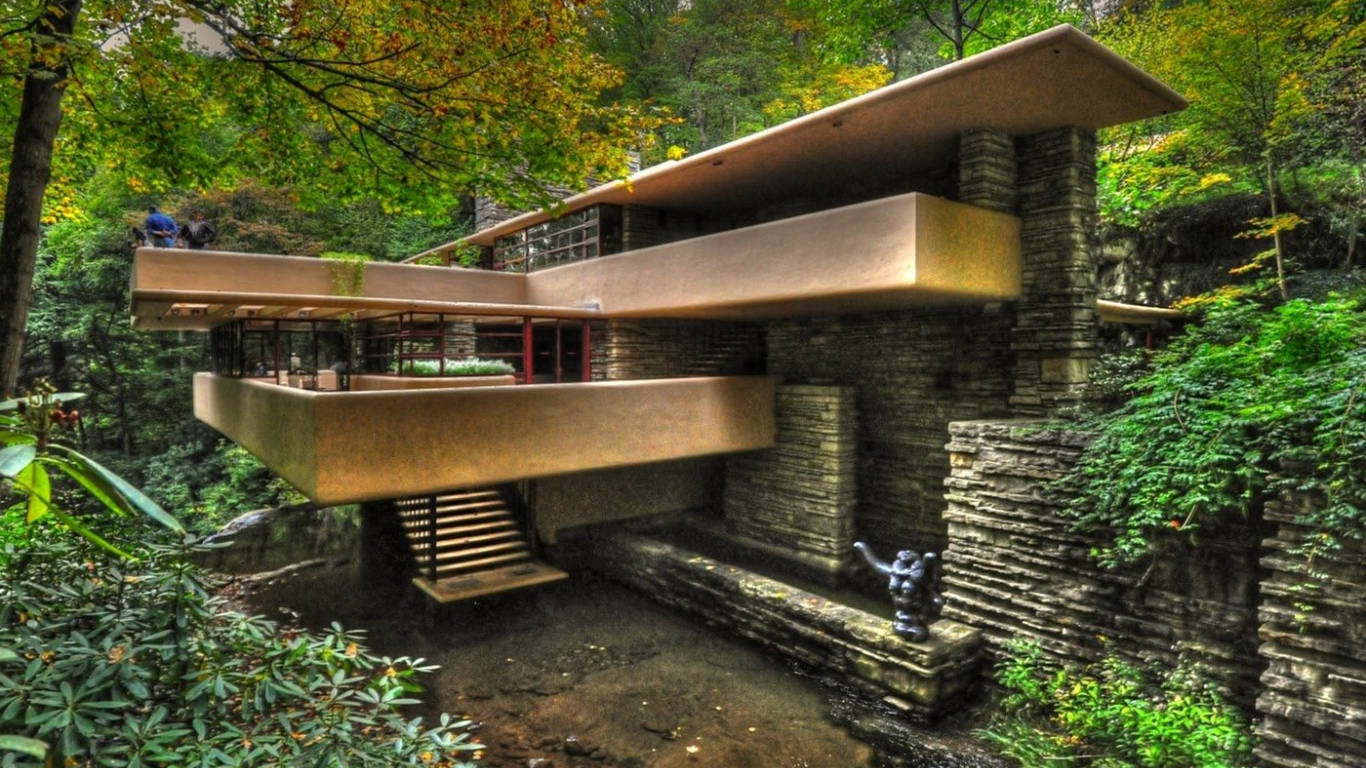 Falling Water House In Usa Wallpaper
