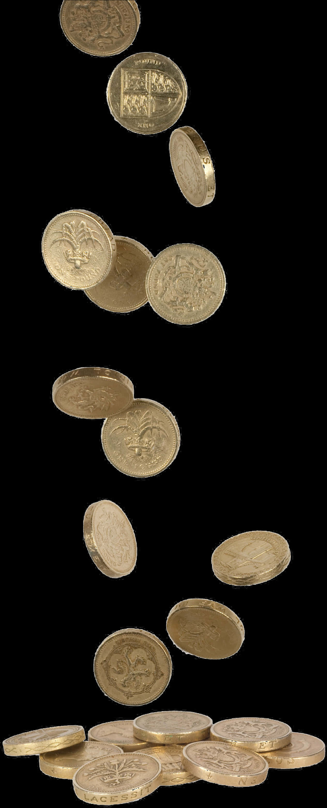 Falling_ Coins_ Against_ Black_ Background PNG