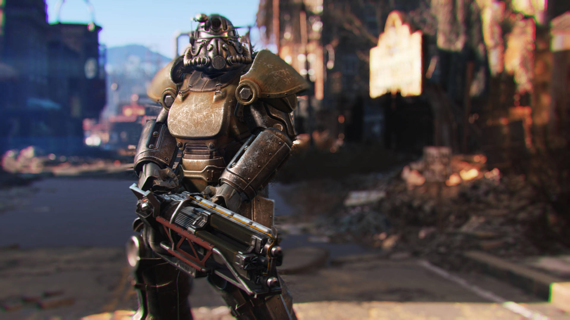Brotherhood of Steel braves a Wrecked City in Fallout 4 Wallpaper