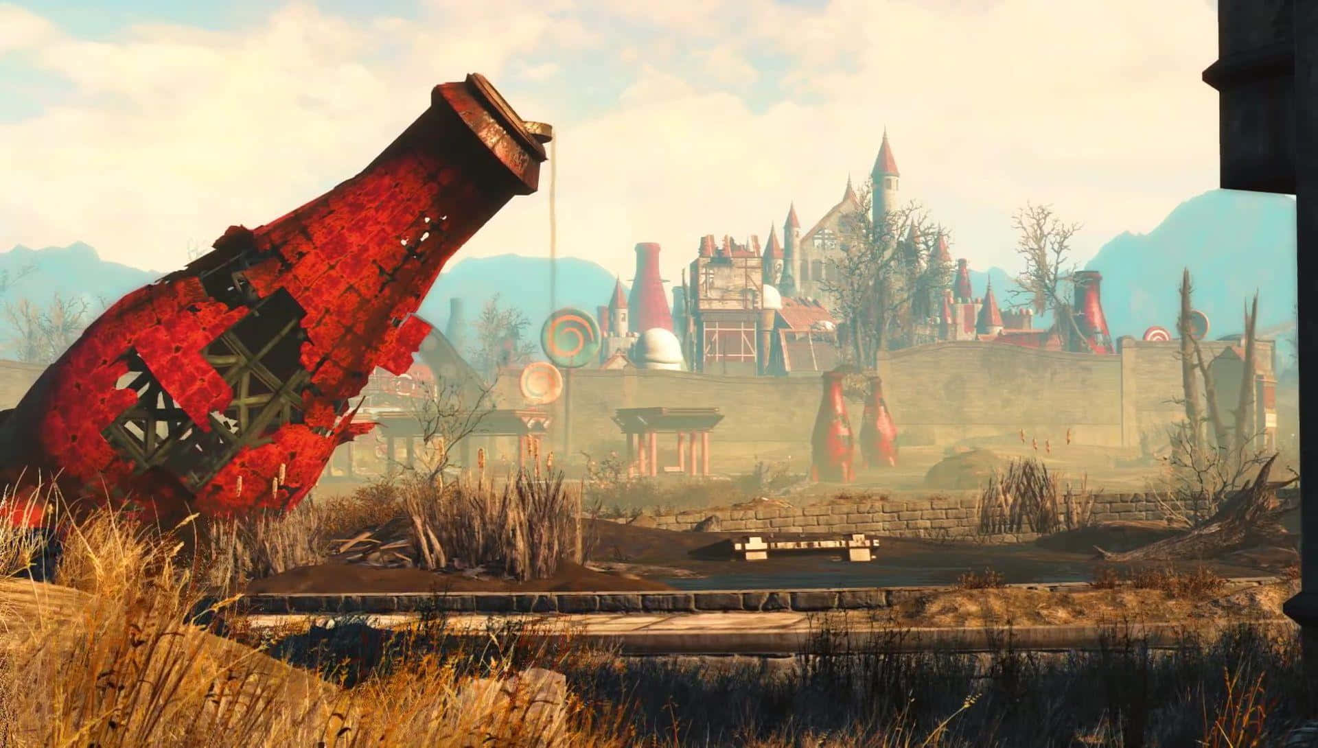 Utforskaden Postapokalyptiska Världen Av Fallout 4 I Vr. Wallpaper