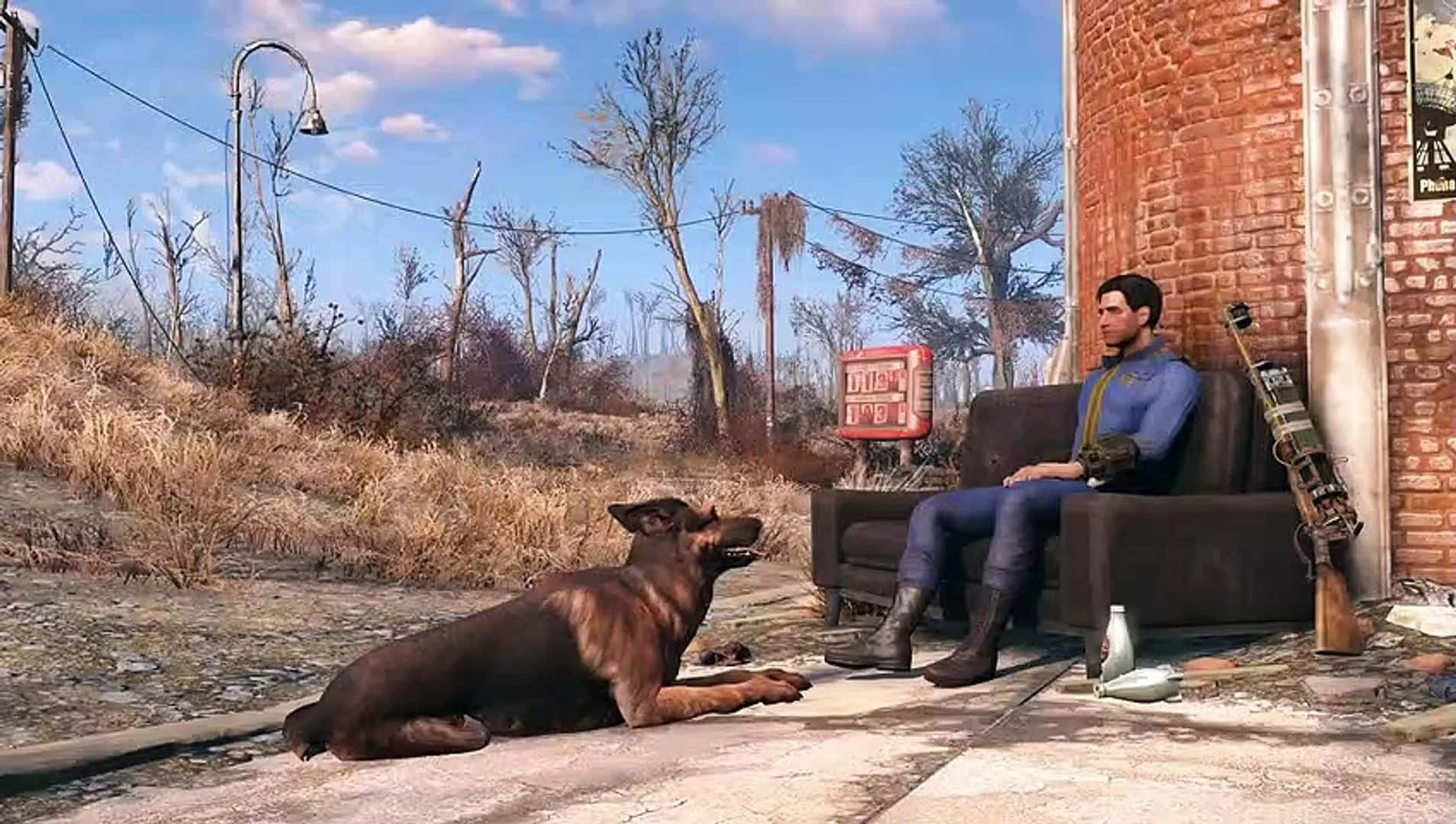 Dogmeat the loyal companion in Fallout 4 Wallpaper