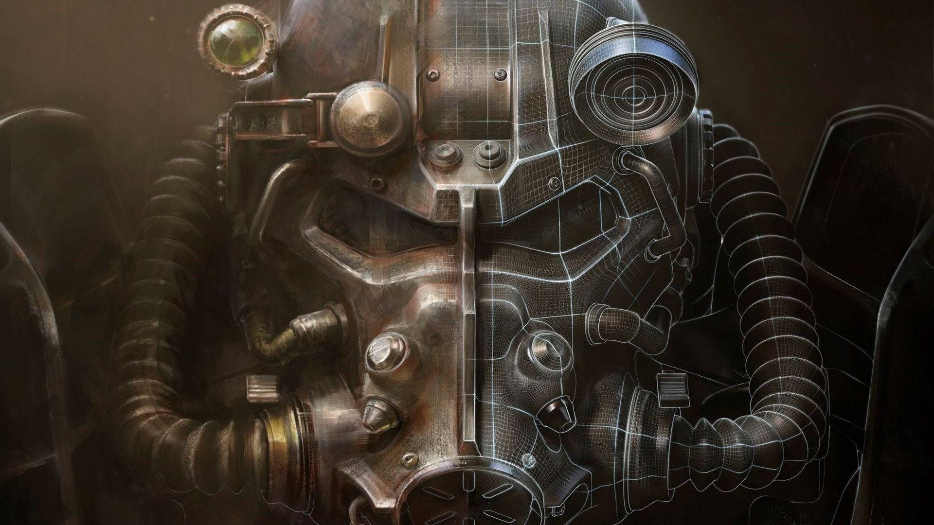 Fallout 4 Helmet Half Wireframe