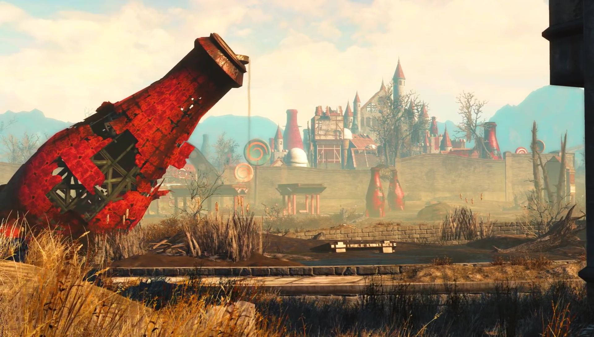 Explore the Post-Apocalyptic Park of Nuka World in Fallout 4 Wallpaper
