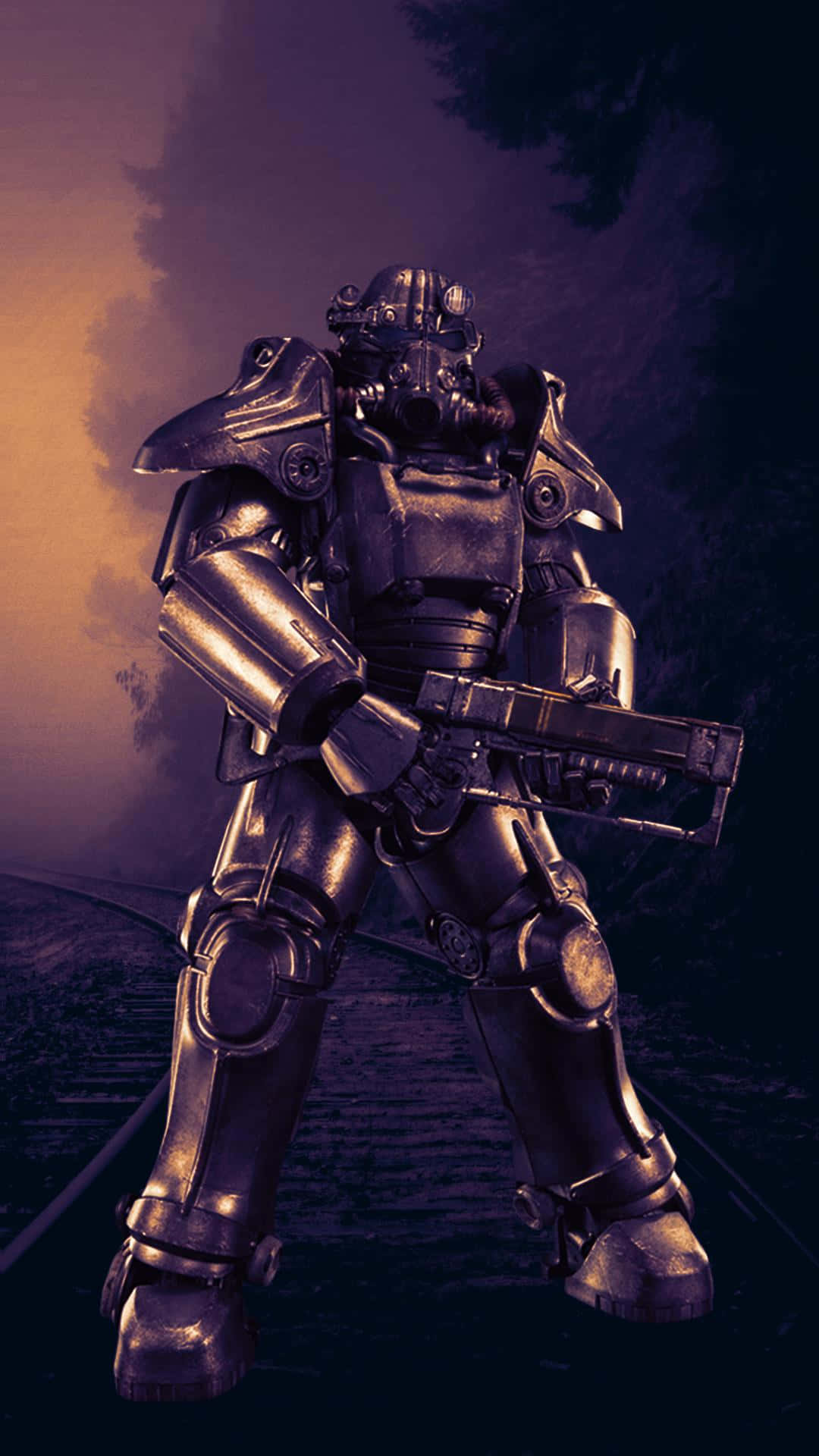 The Sole Survivor donning T-60 Power Armor in the Wasteland of Fallout 4 Wallpaper